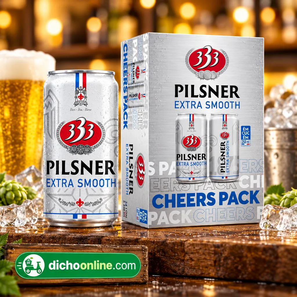 Thùng 24 lon Bia 333 Pilsner Extra Smooth 250ml